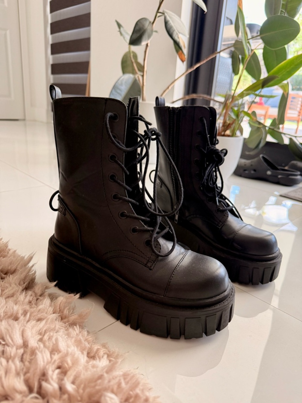Dolls Kill Black Chunky Platform Combat Boots